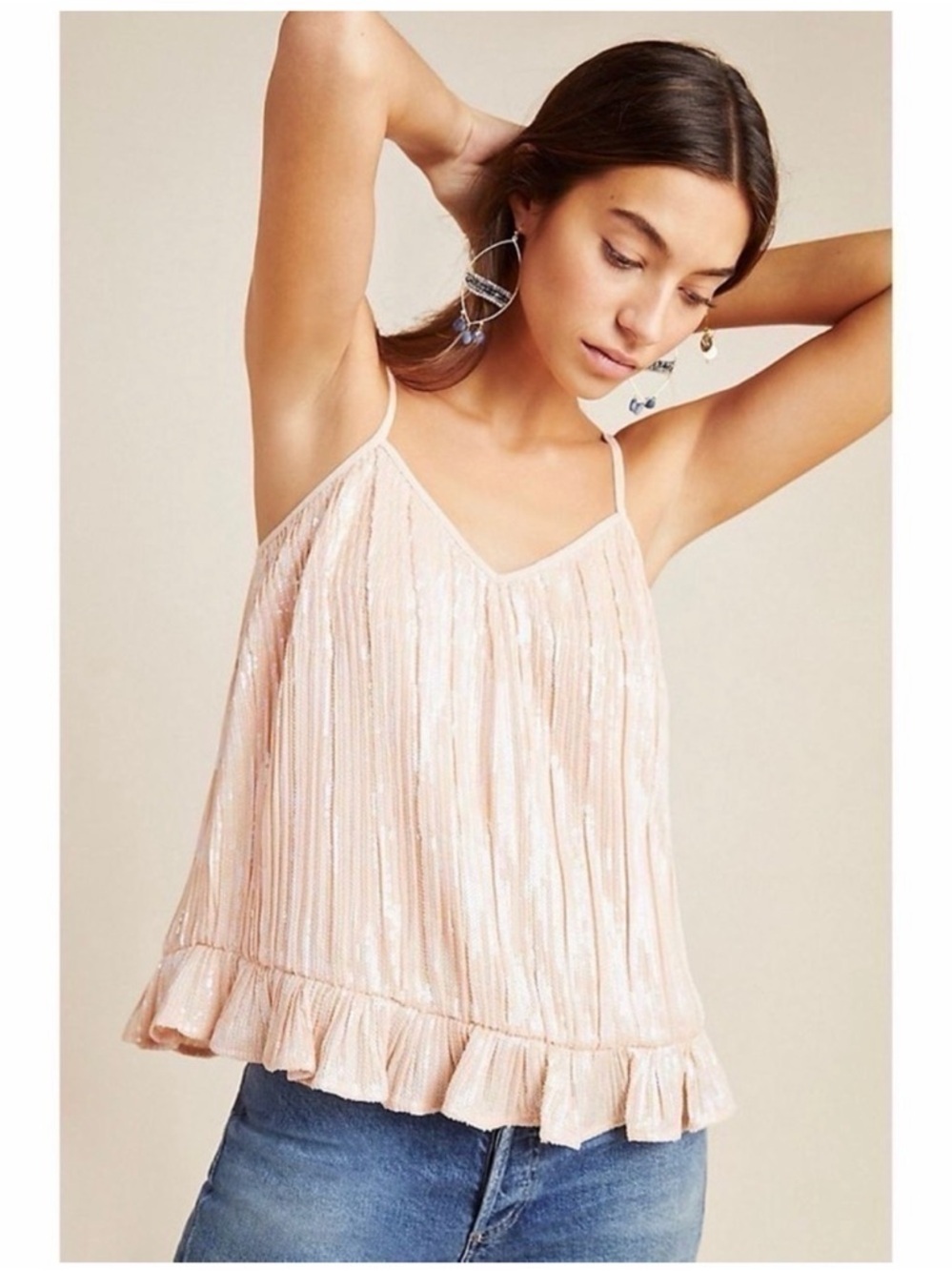 Anthropologie Amelie Blush Beaded Cami